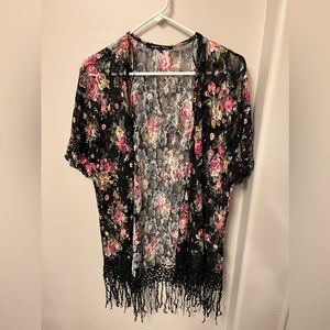 Short sleeve floral cardigan
